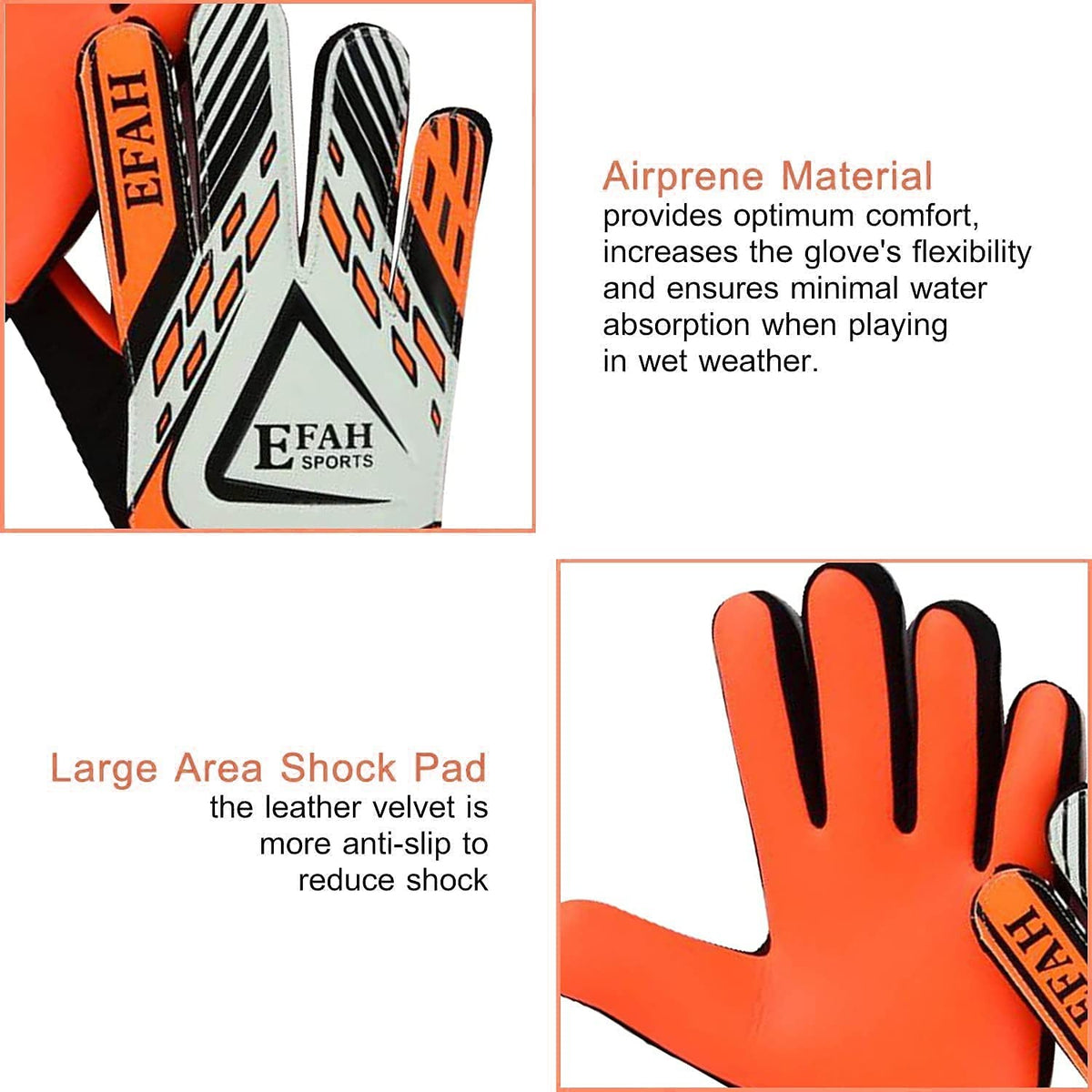 Soccer Goalie Size 5 for Ages 9-12 – Black/Orange, EFAH SPORTS