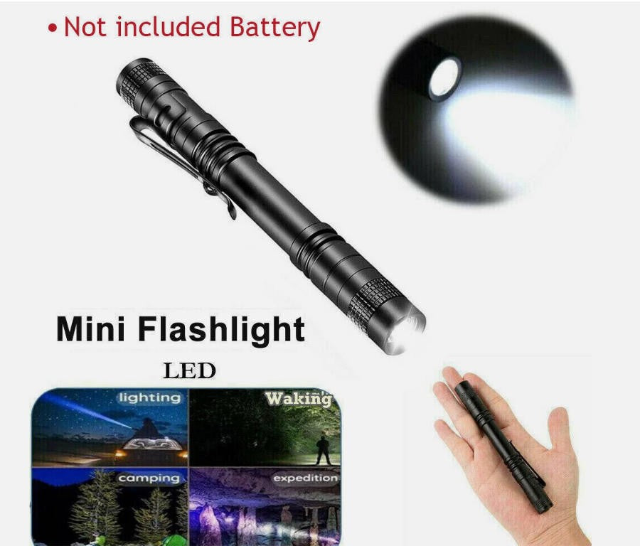 Mini LED Flashlight Torch Penlight for Camping Hiking and Dental Use - 2 Pack