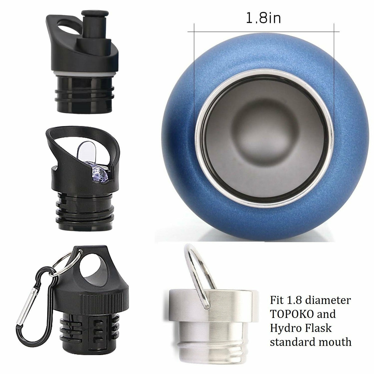 Vacuum Insulated Water Bottle Lid - 1.8 Inch Diameter, Leakproof for Hydro Flask