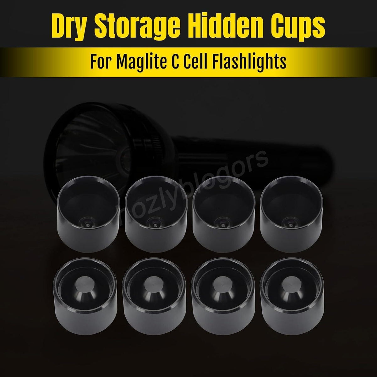 16PCS Aluminum Hidden Storage Cups for Maglite C Cell Flashlights - Non-Freeze Plugs