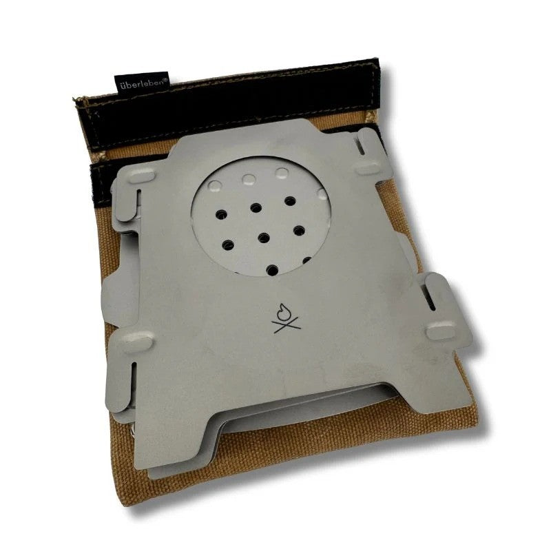 Ultralight Titanium Camping Stove with Flatpack Design and Cooking Grill