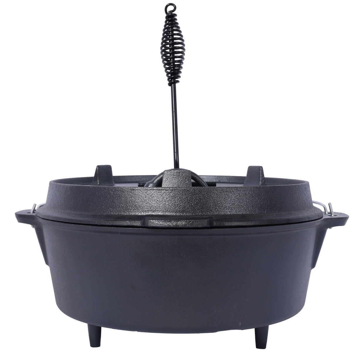 12Qt Cast Iron Dutch Oven with Skillet Lid & Legs for Camping BBQ