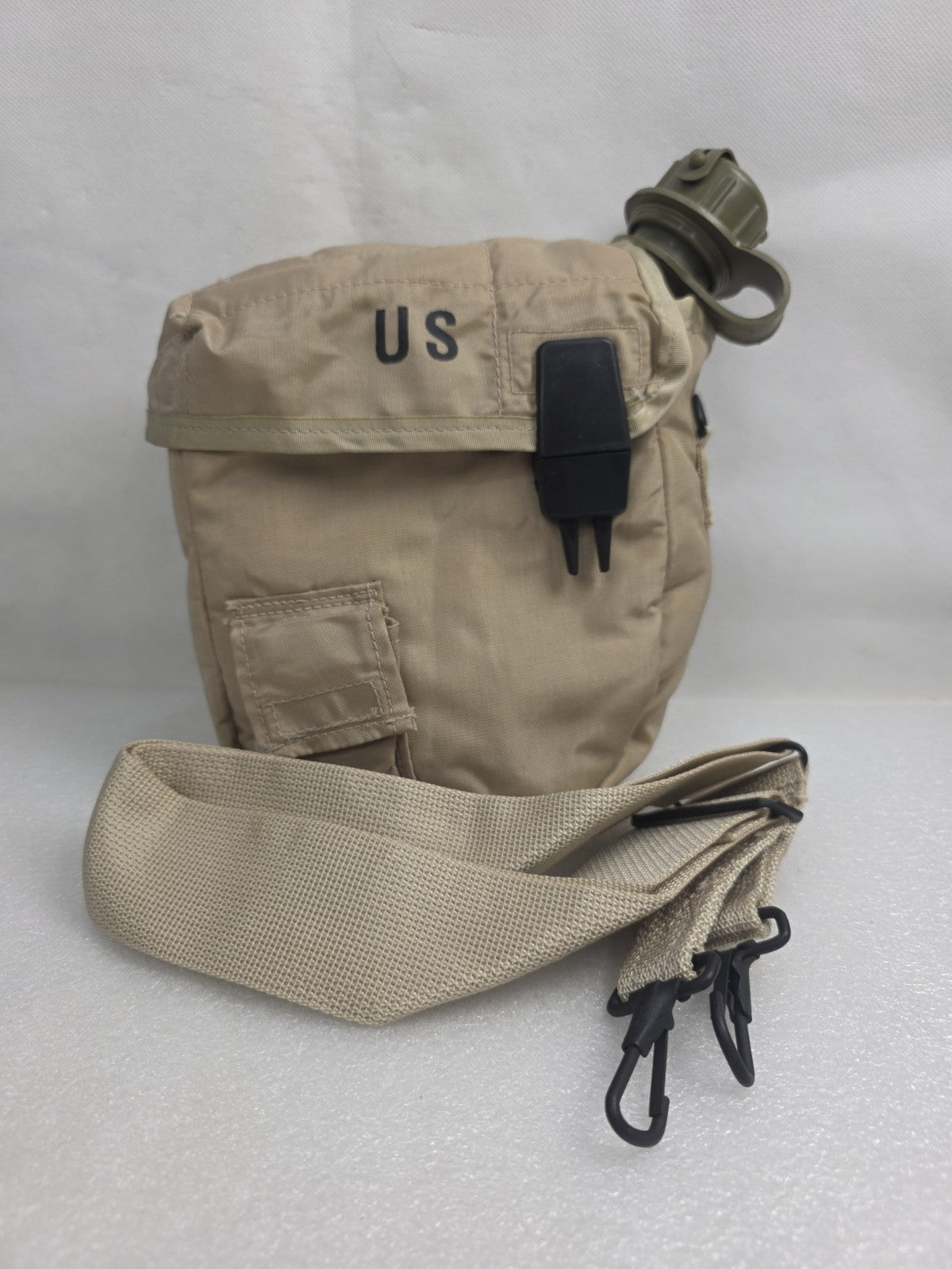 US Military 2 QT Water Canteen Cover Pouch Desert Tan & Strap - Marine Gear