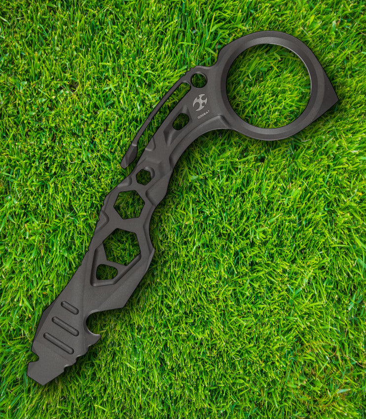 Titanium Pry Bar with Integrated Tools and Finger Ring - Dark Gray