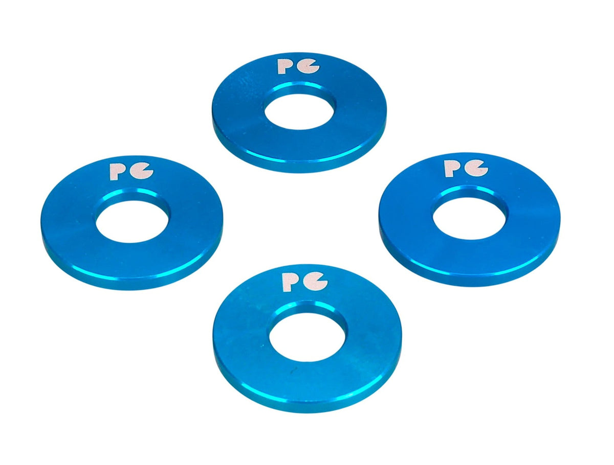 BMX Bicycle Aluminum Axle Washers Set - 3/8 Inch Bright Dip Blue