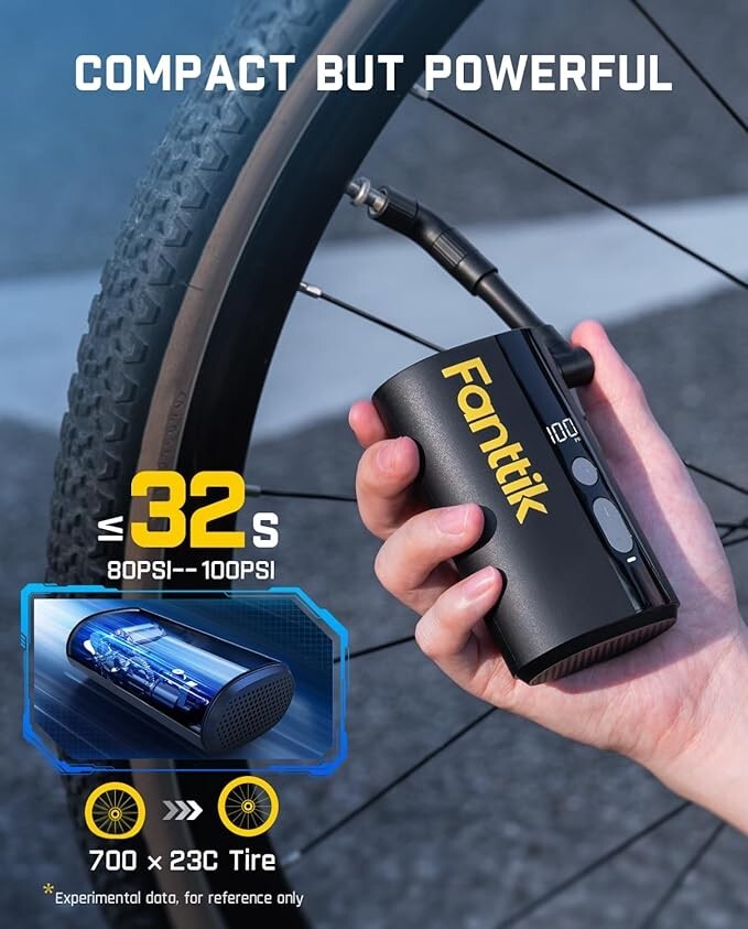 Portable Bike Tire Pump with Gauge - Fast Inflator for Cycling