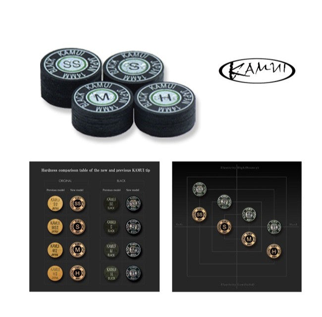 Kamui Black Pool Cue Tip Soft - 14mm, 100% Pigskin Leather