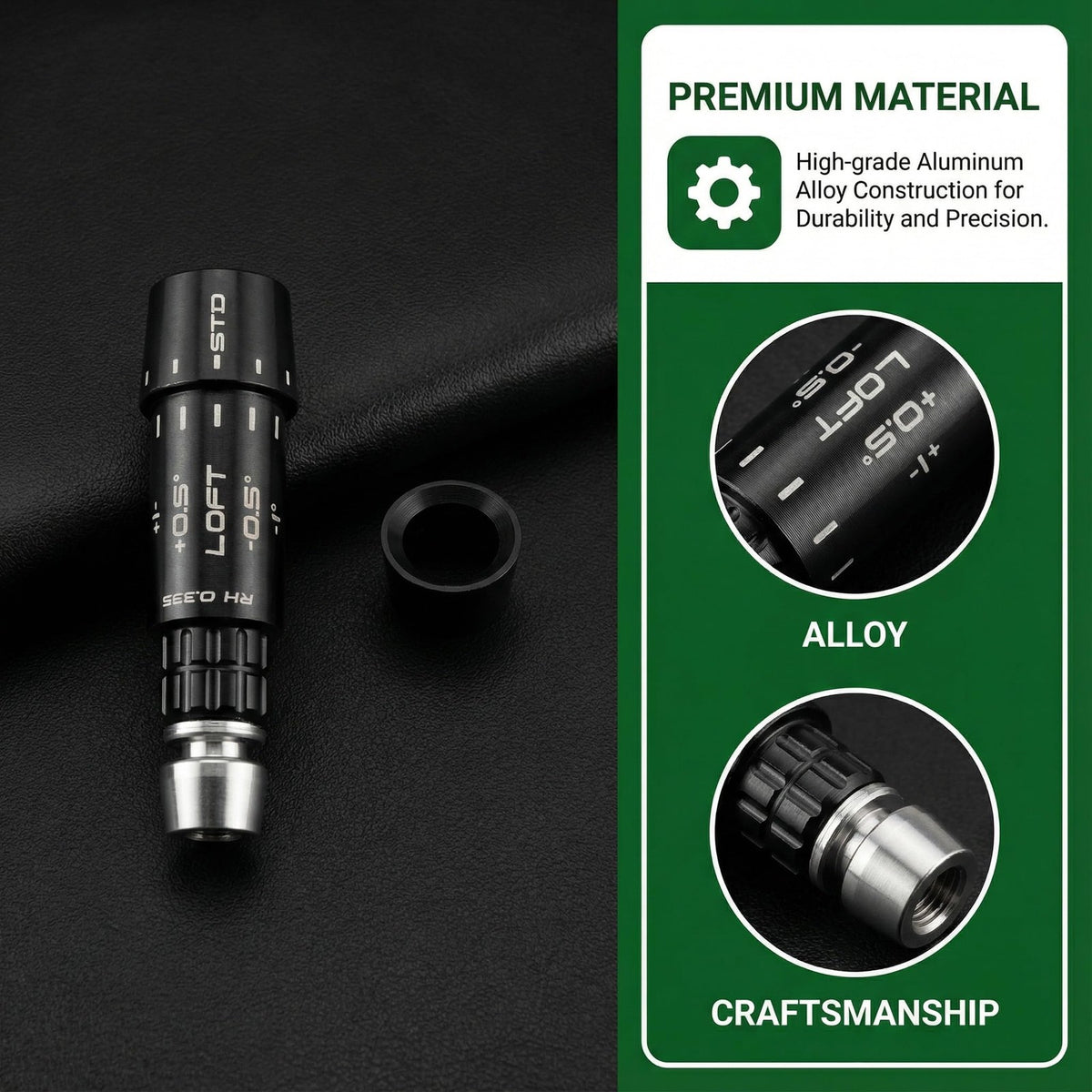 Golf Shaft Adapter for Srixon ZX5 ZX7 Driver 0.335 Inch Black