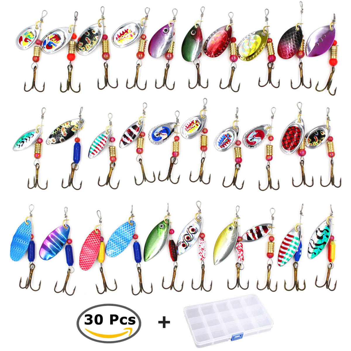 30PCS Metal Spinner Baits Fishing Lures Set for Bass Trout & Saltwater