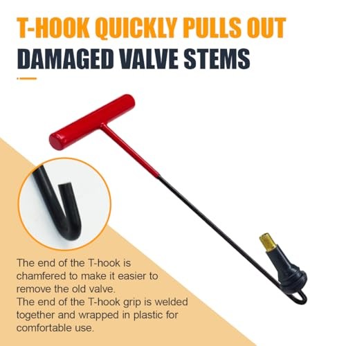 Car Tire Valve Core Removal & Replacement Kit with 5 Valves & 4-Way Tool