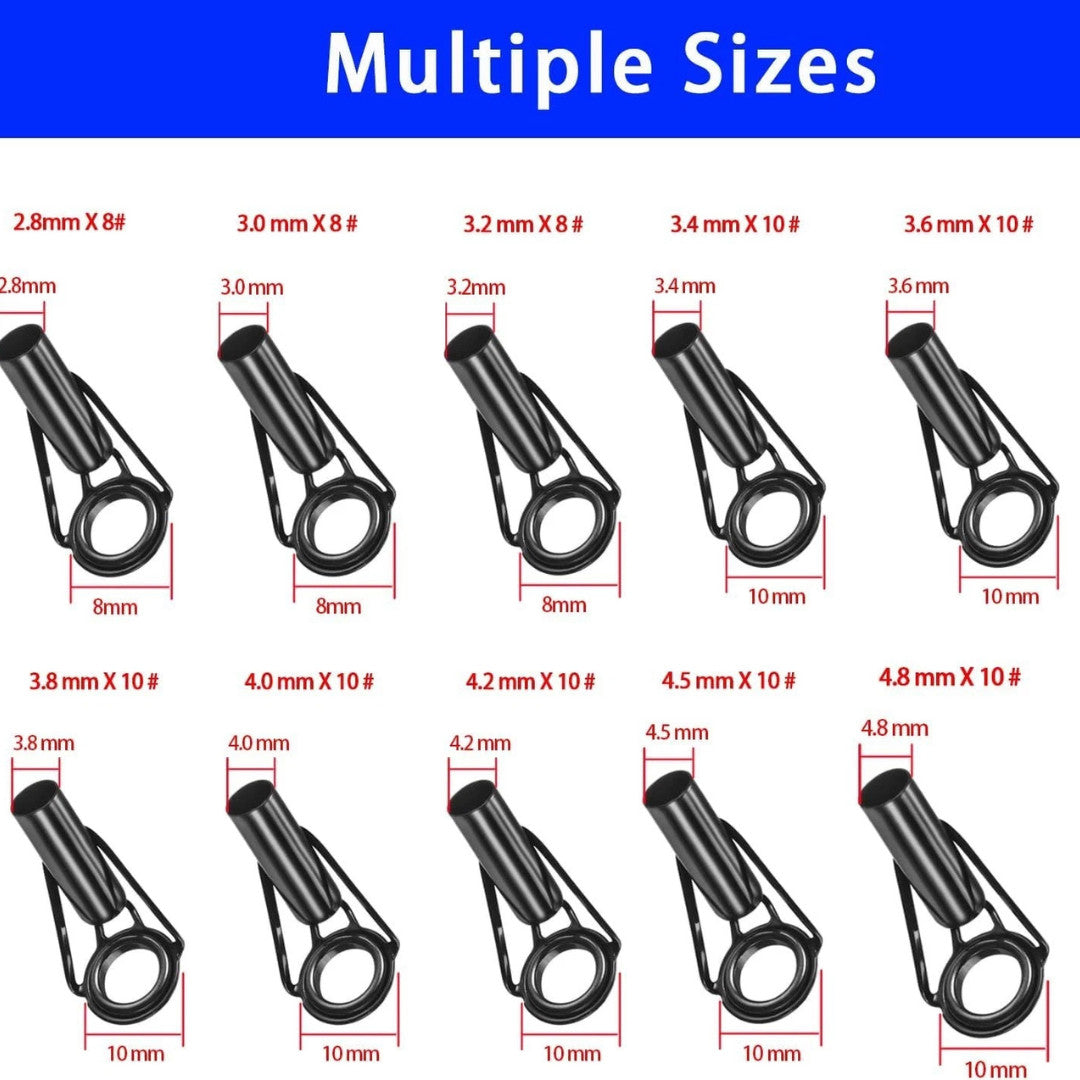 Fishing Rod Tip Repair Kit Stainless Steel Guide Tips Set for Casting and Spinning Rods