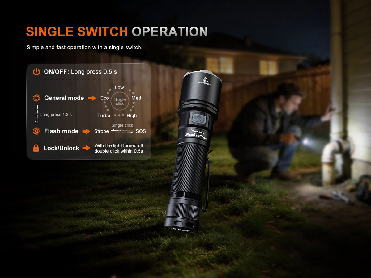 Fenix C7 Pro Tactical Flashlight 4600 Lumens USB-C Fast Charging