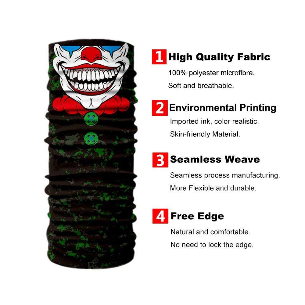 Unisex 3D Skull Neck Gaiter Face Mask - UV Protection, Multi-Way Wearable