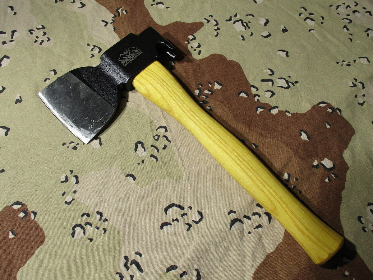 Camping Hatchet with Steel Head and Wooden Handle - Survival Axe, Hammer & Nail Puller