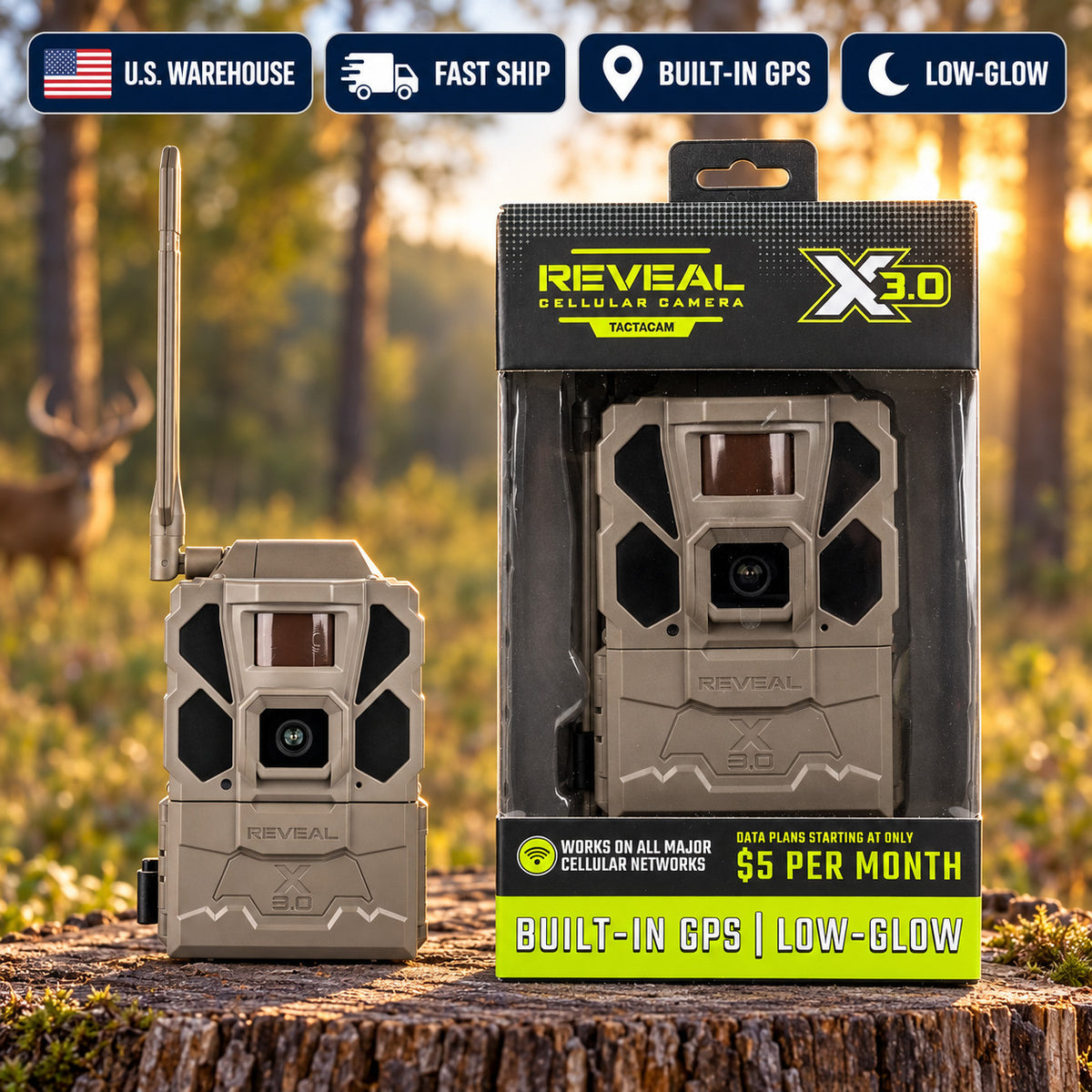 Tactacam Reveal X 3.0 Cellular Trail Camera 4K Night Vision GPS