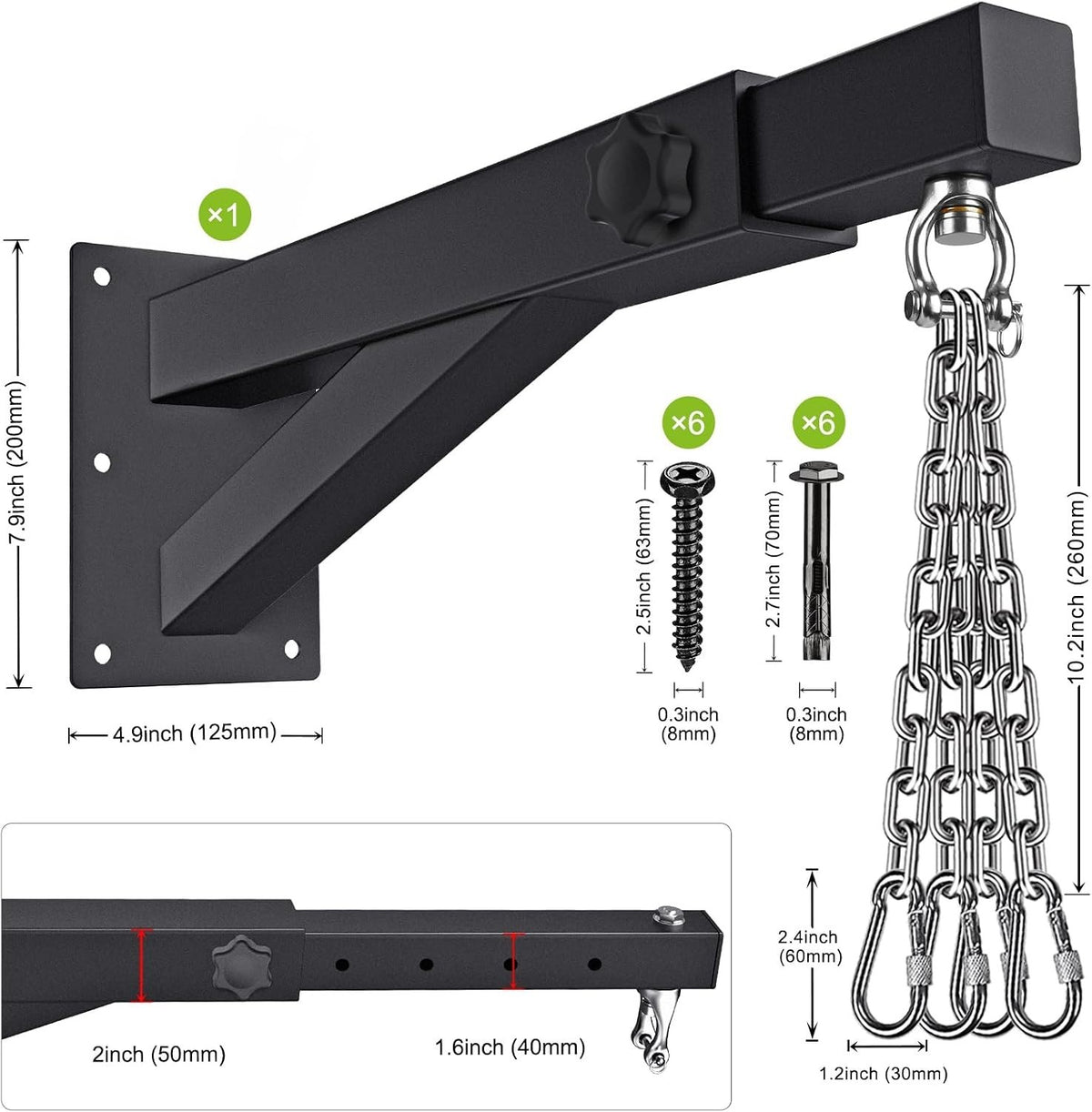 Heavy Duty Wall Mount Punching Bag Hanger Steel Bracket Up to 500 lbs