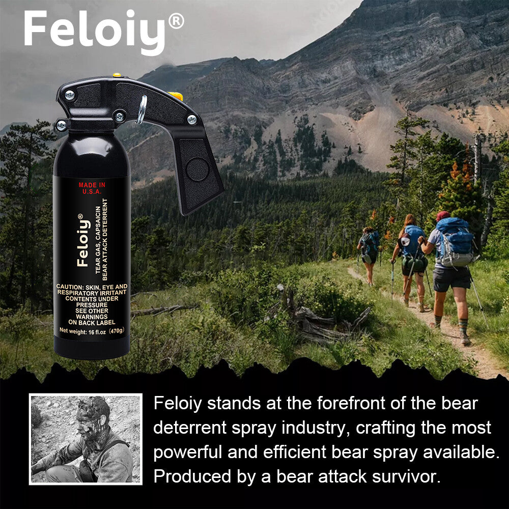 16 oz. Bear Repellent Spray with Holster - Fog Deployment, 35 ft Range, EPA Approved