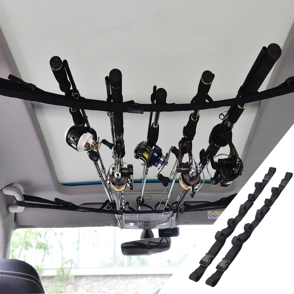 Car Fishing Rod Rack Holder Strap - Universal Vehicle Storage Belt for Anglers