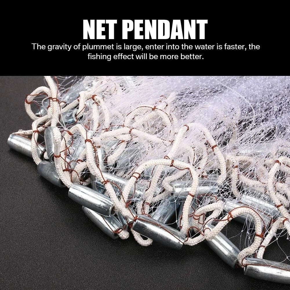 Multi-Size Fishing Cast Net for Bait & Catching Fish - Strong Nylon Mesh