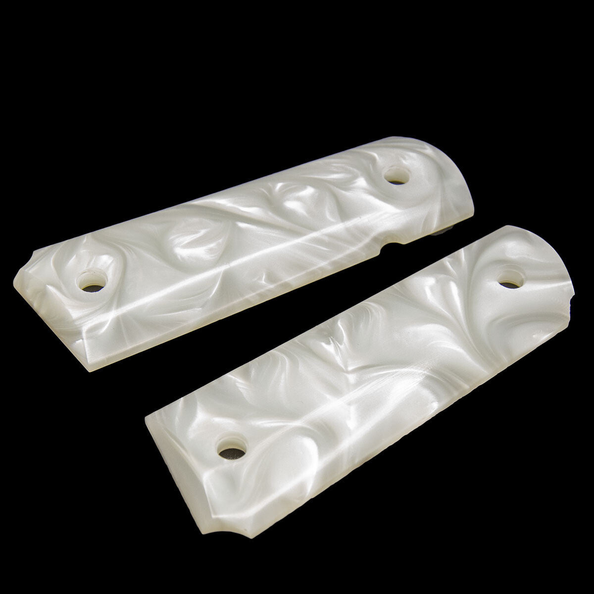 1911 Full Size Mother of Pearl Grips with Bonus 4 Gold Screws - Polished White Polymer