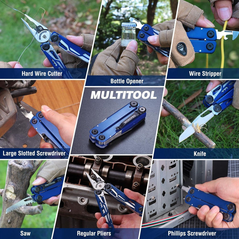 24-in-1 Multitool Pliers with Sheath - Folding Stainless Steel Pocket Tool