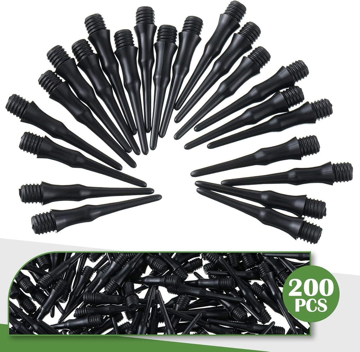 200-Pack 2BA Threaded Soft Tip Dart Tips – Plastic Replacement Tips for Darts