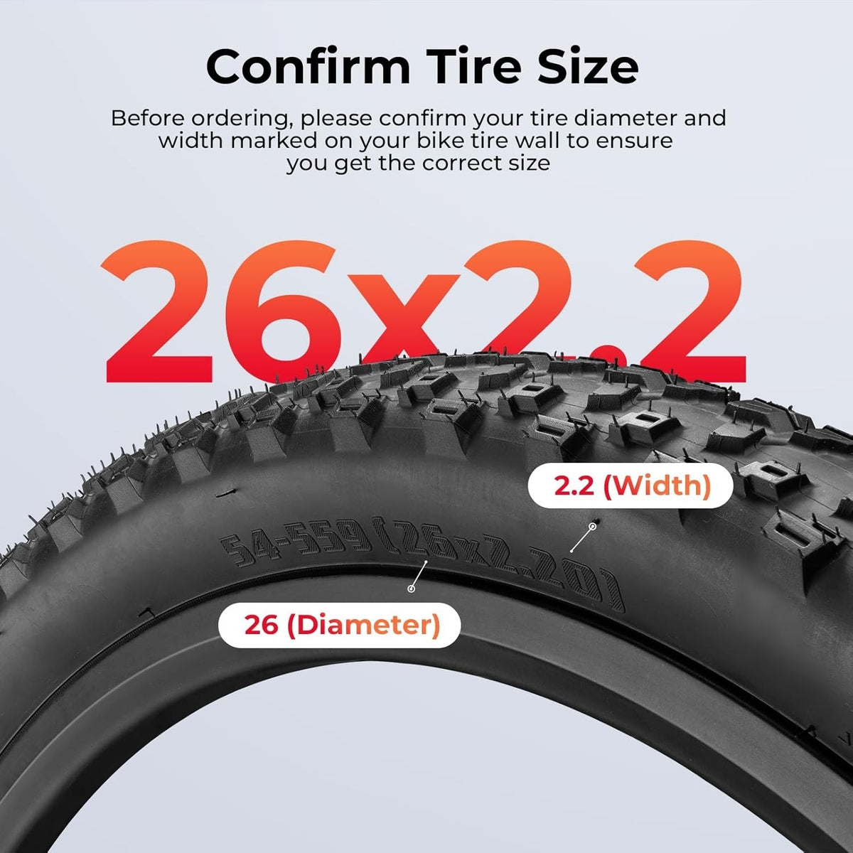Mountain Bike Tires 26x2.2 Inch with Inner Tubes & Tire Levers - All-Terrain Puncture Protection