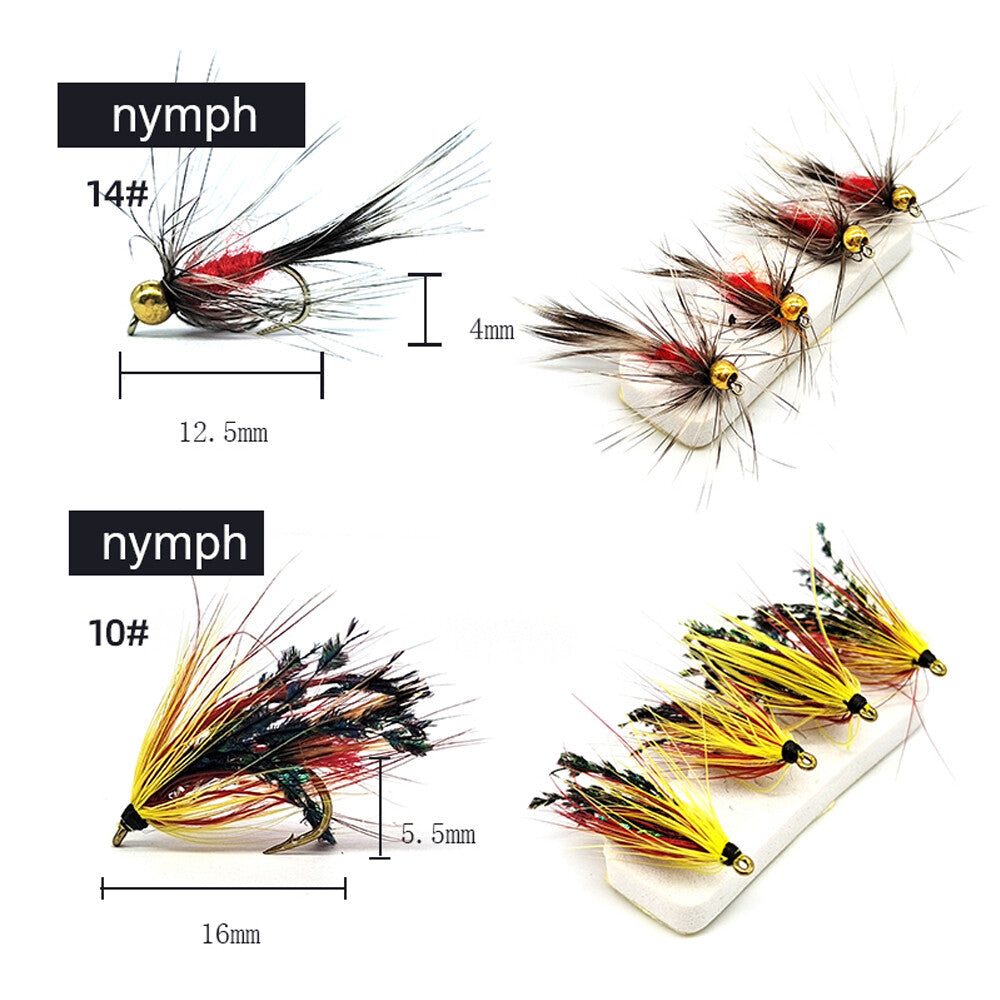 Fly Fishing Flies Kit Assortment 64pcs with Fly Box for Trout Bass