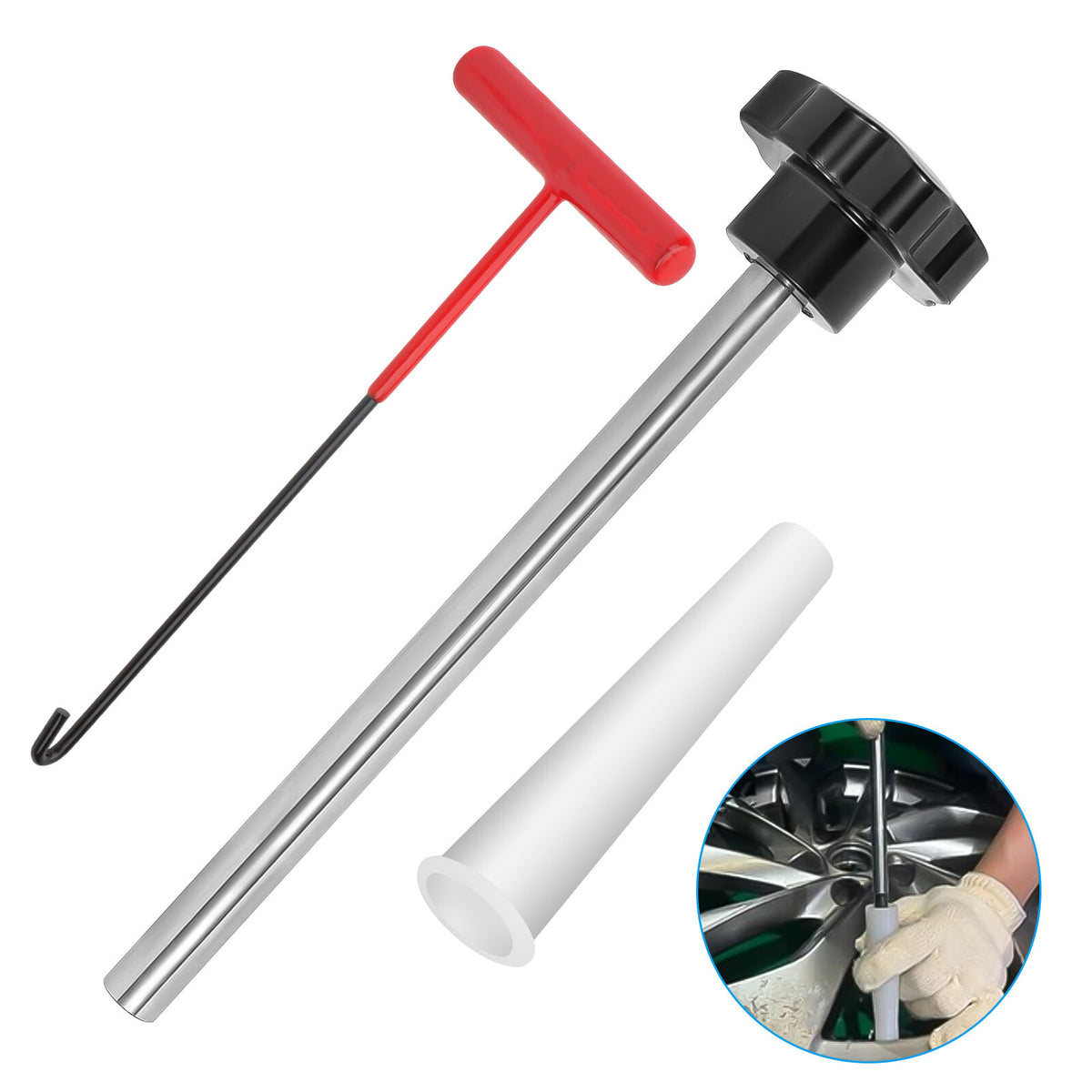 30PCS Tire Valve Repair Kit with 4-Way Valve Tool & Replacement Cores