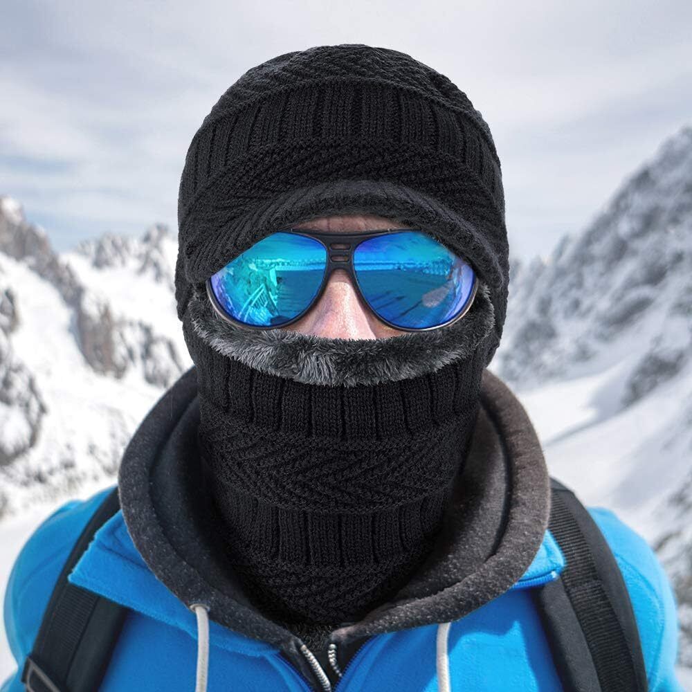 Winter Knitted Face Mask & Hat Set for Cycling Ski Warmth Men Women