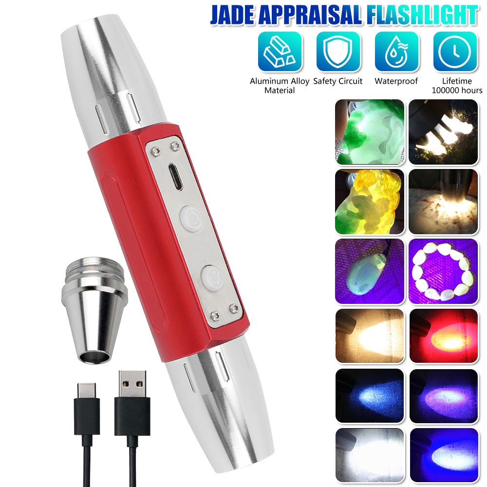 UV LED Flashlight 365nm/395nm Blacklight for Gemstone & Jewelry Inspection