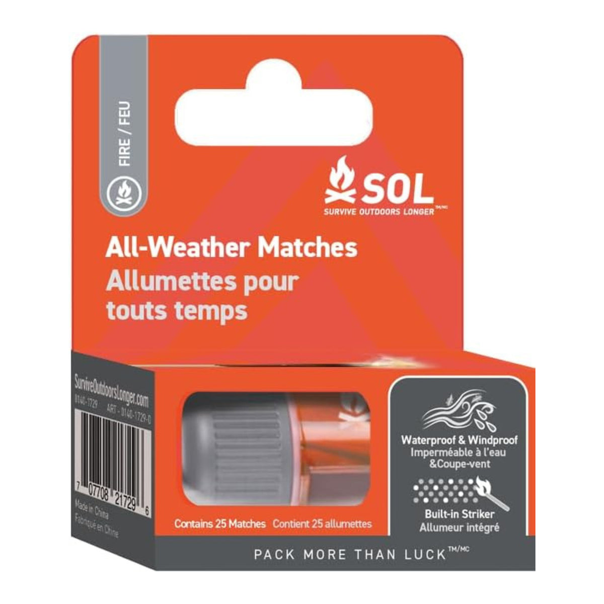 Weatherproof Camping Matches 25-Pack - Windproof & Waterproof Fire Starter