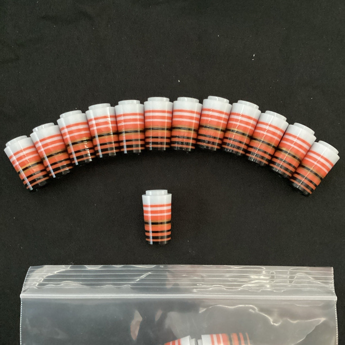12 Pcs Golf Ferrules Taper Tip Iron & Wedge Collars - Orange Grey Black Striped