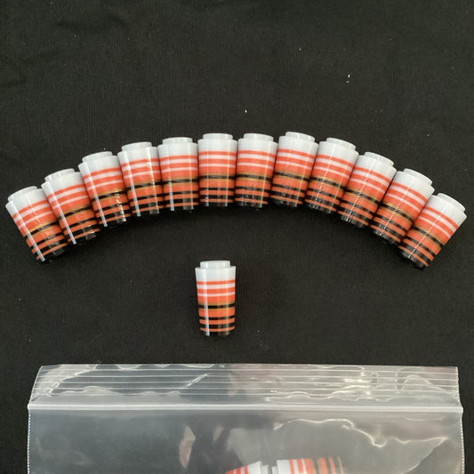 12 Pcs Golf Ferrules Taper Tip Iron & Wedge Collars - Orange Grey Black Striped
