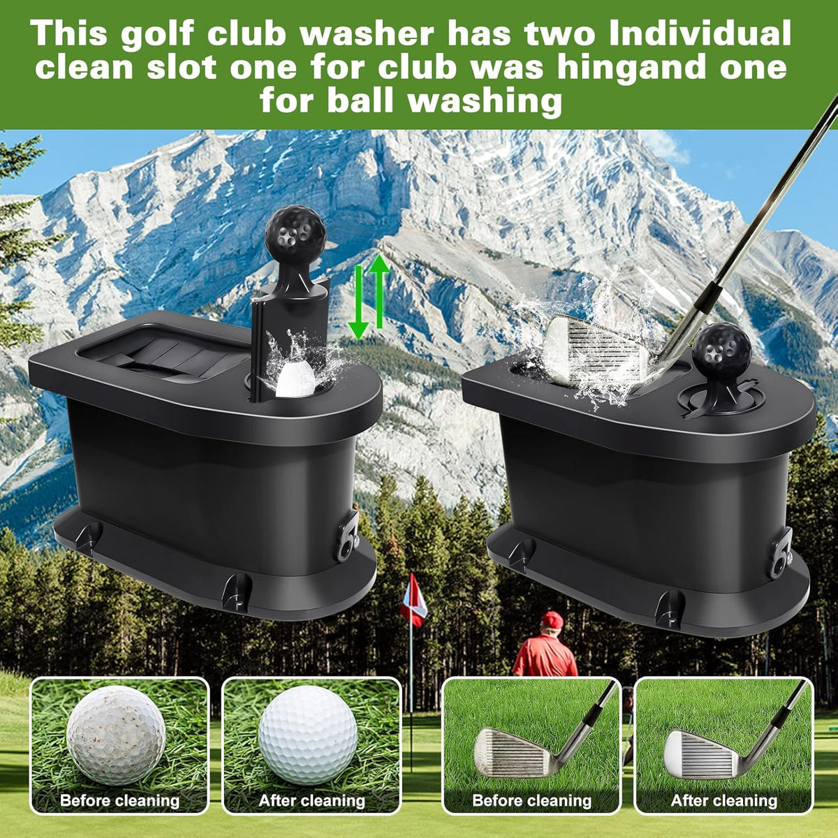 Golf Ball Washer and Club Cleaner Kit with Towel | Universal Golf Accessory