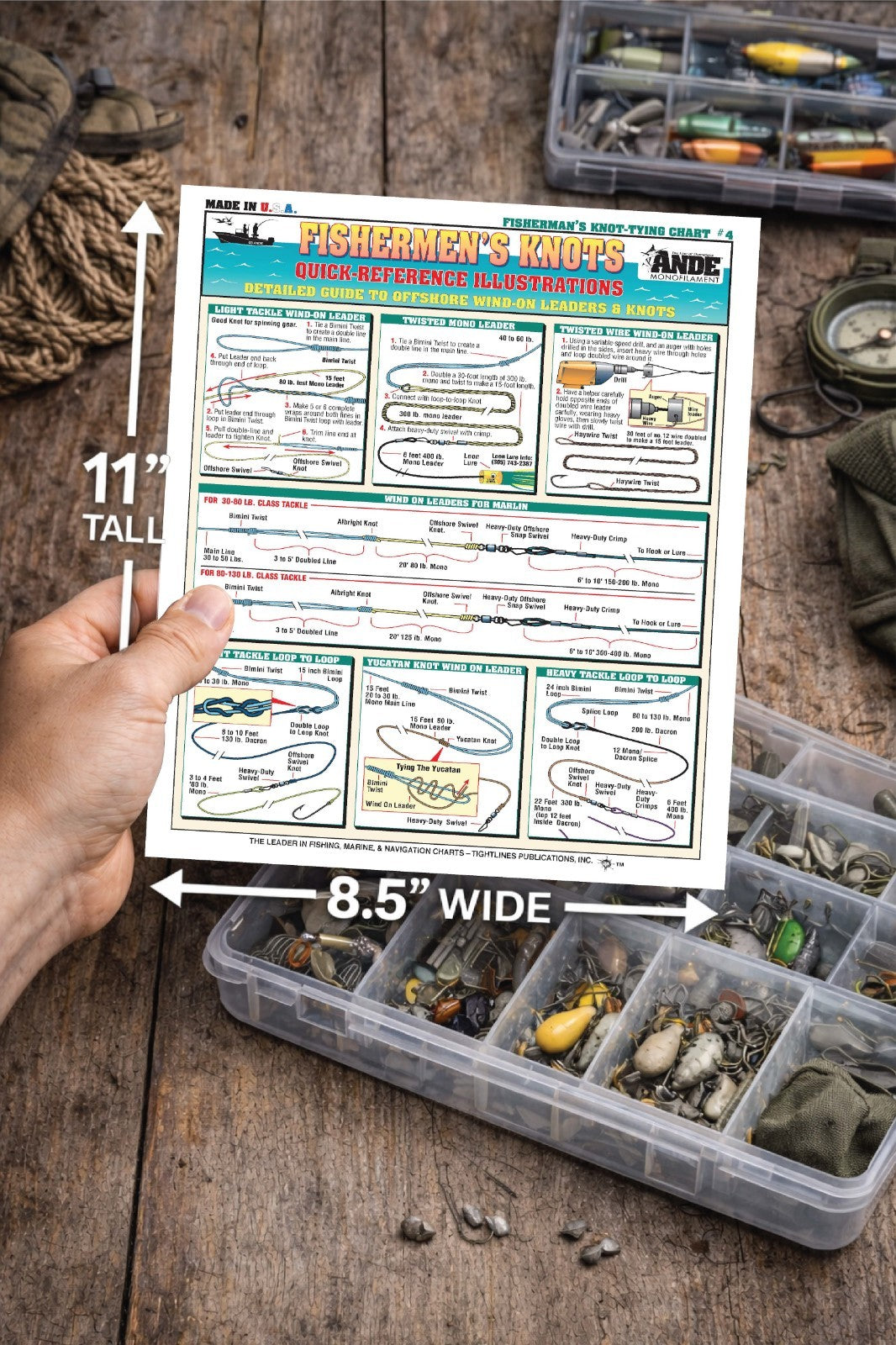 Fishing Knot Guide Waterproof Reference for Saltwater Leaders & Knots