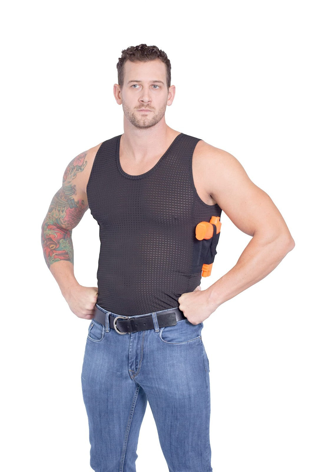Concealed Carry Mesh Tank Top with Dual Holsters for Men