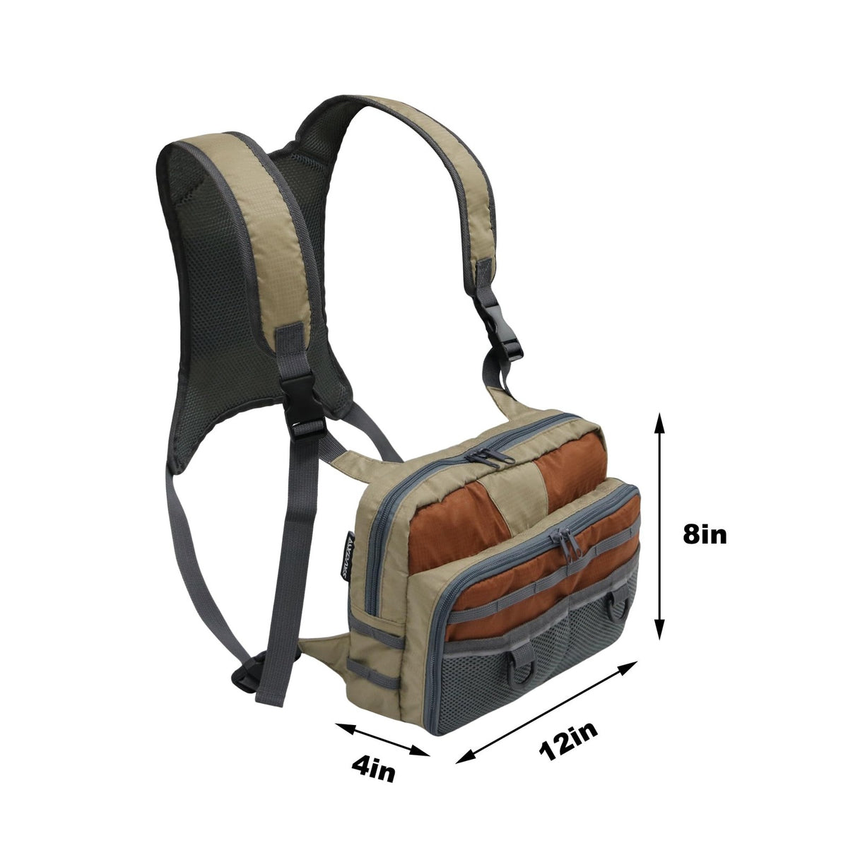 Fishing Chest Pack with Multiple Compartments for Fly & Tackle Storage - Lightweight & Durable