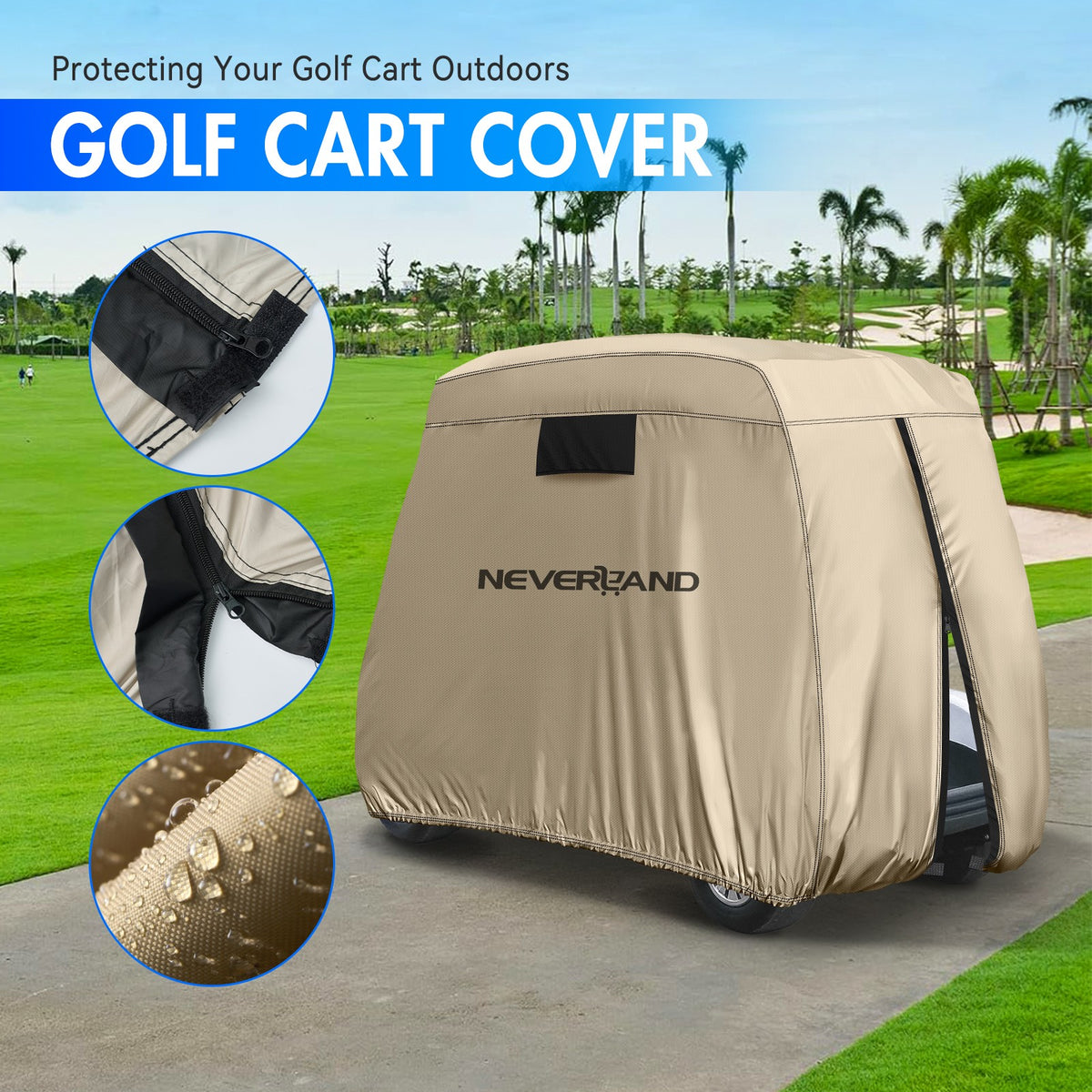 Heavy Duty Waterproof Golf Cart Cover for EZGO Club Car Yamaha 4 Passenger