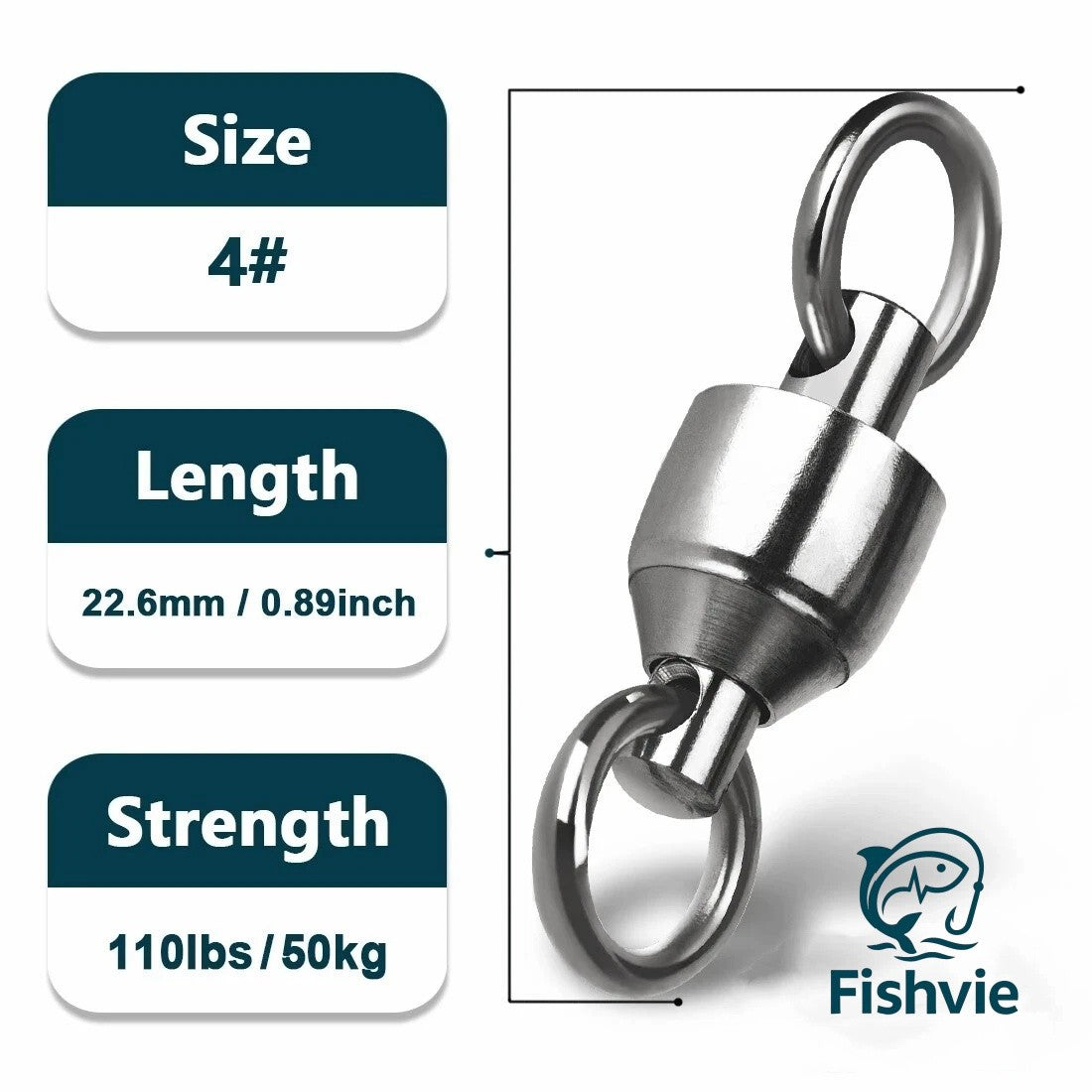 Heavy Duty Ball Bearing Fishing Swivels - Stainless Steel Rings for Saltwater & Freshwater