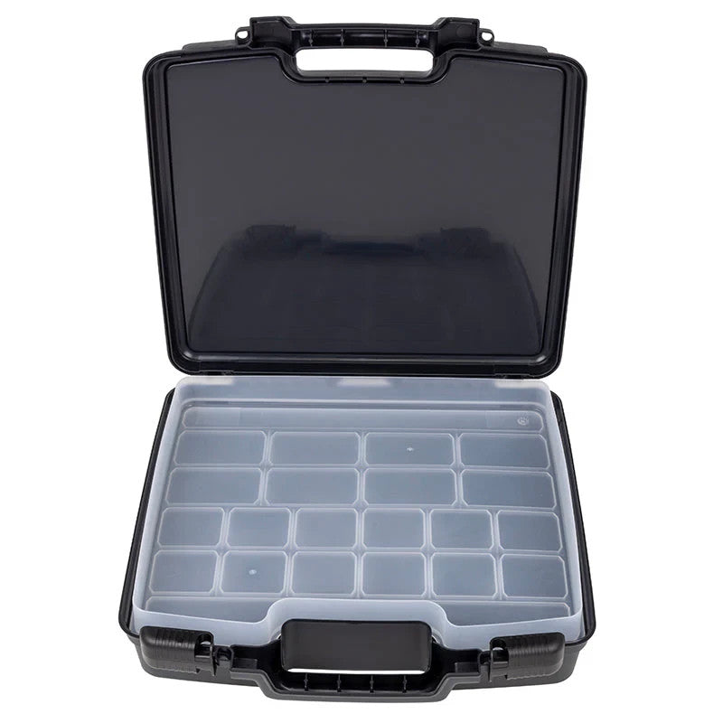 15 Black Storage Case with Removable Tray and Dividers for Organizing