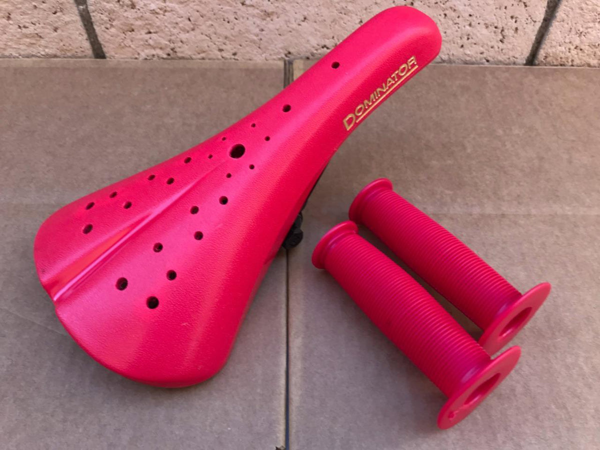 Old School BMX Hard Shell Red Seat with Grips for GT Dyno Bikes