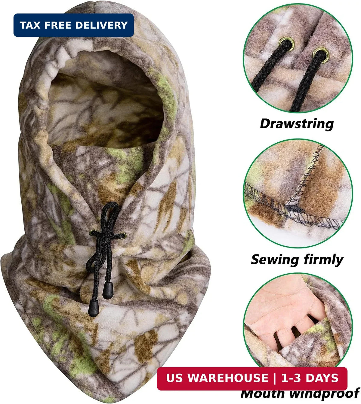 Winter Camouflage Hunting Face Mask Balaclava for Cold Weather
