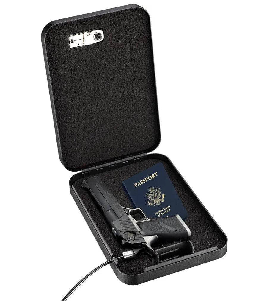 Portable Steel Pistol Safe Box with 3-Digit Combination Lock and Security Cable