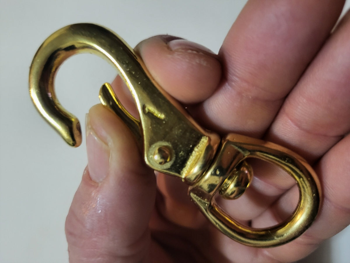 Solid Brass Swivel Snap Hook with Wide Mouth - Corrosion Resistant, 3/4 Inch Eye for Outdoor & Fishing