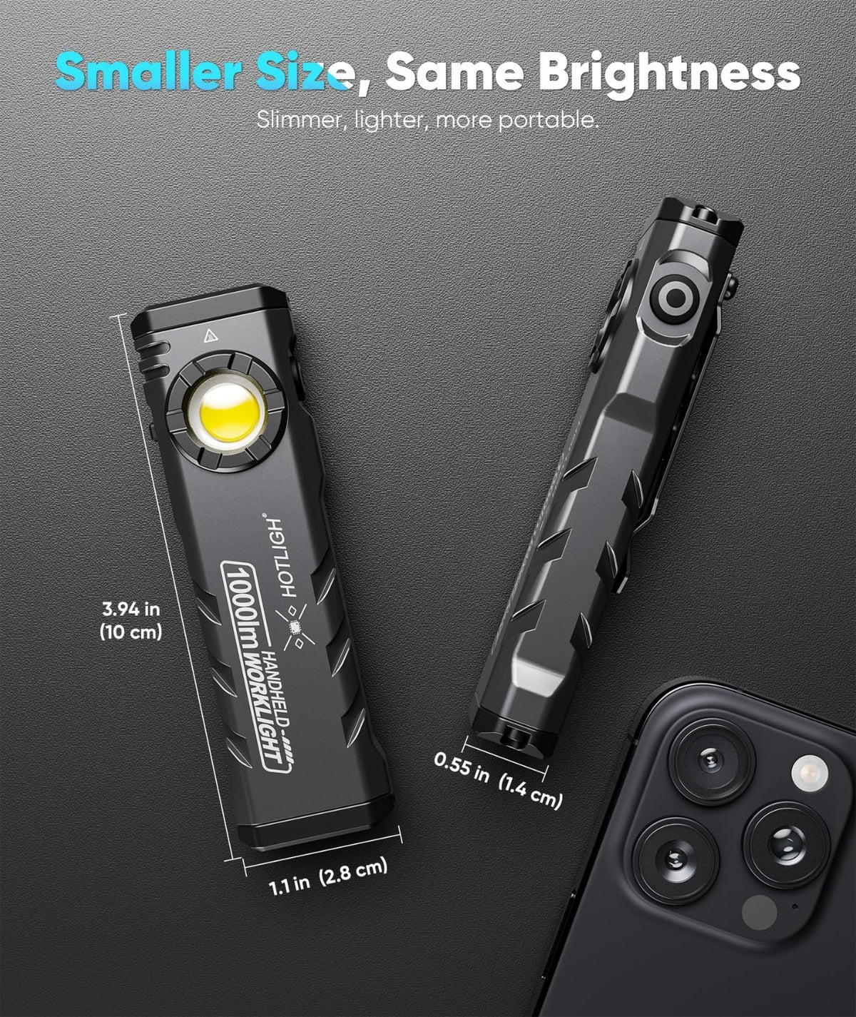Rechargeable Tactical Flashlight 1000 Lumens with Magnetic Base & Pocket Size