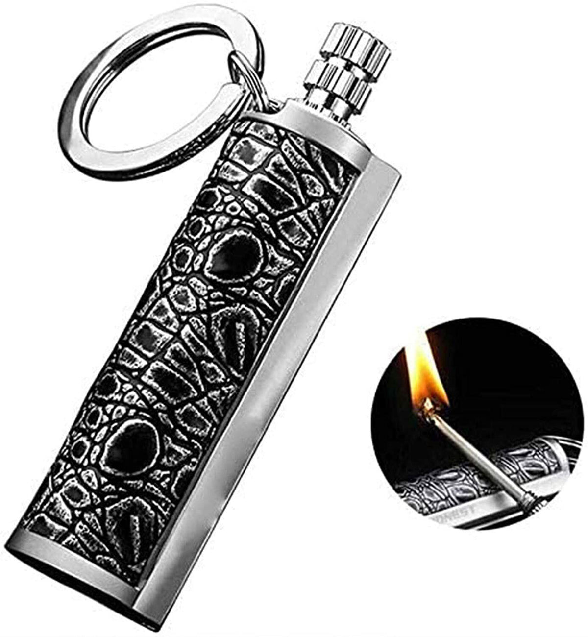 Permanent Match Keychain Lighter - Waterproof Metal Fire Starter for Camping & BBQ