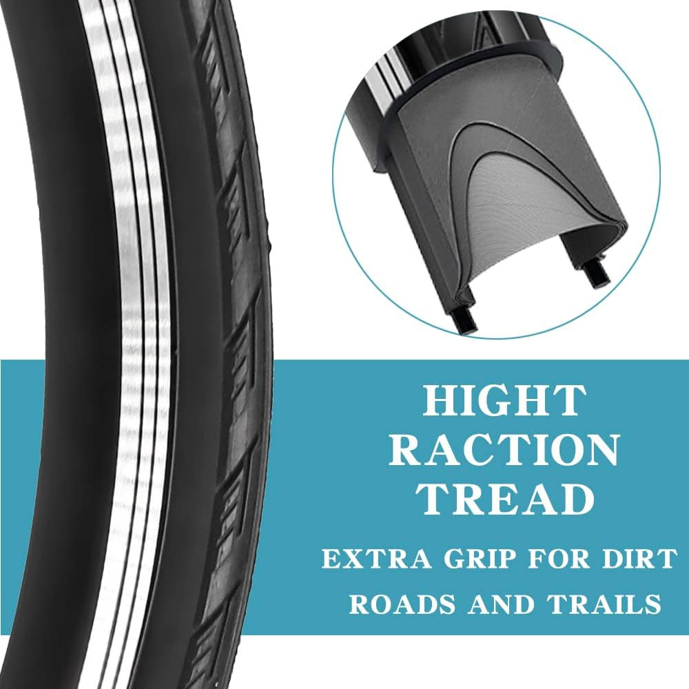 2 Pack 700C Road Bike Tires 23-35C with Levers, Puncture-Resistant, Fast Rolling