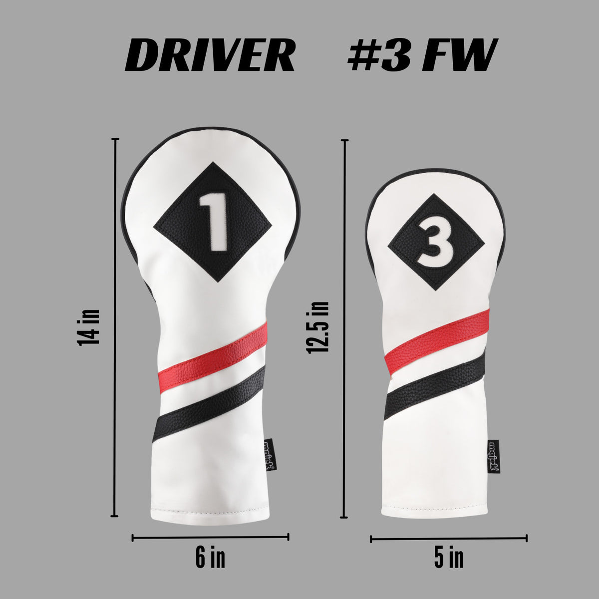 Golf Club Headcover Set for Drivers and Woods - Vintage Leather Style