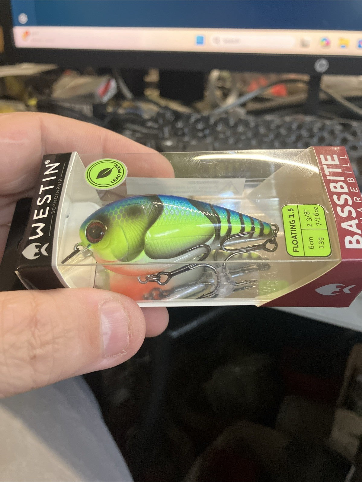 Westin BassBite 1.5 Squarebill Floating Crankbait 6cm 13g Chart/Blue Craw